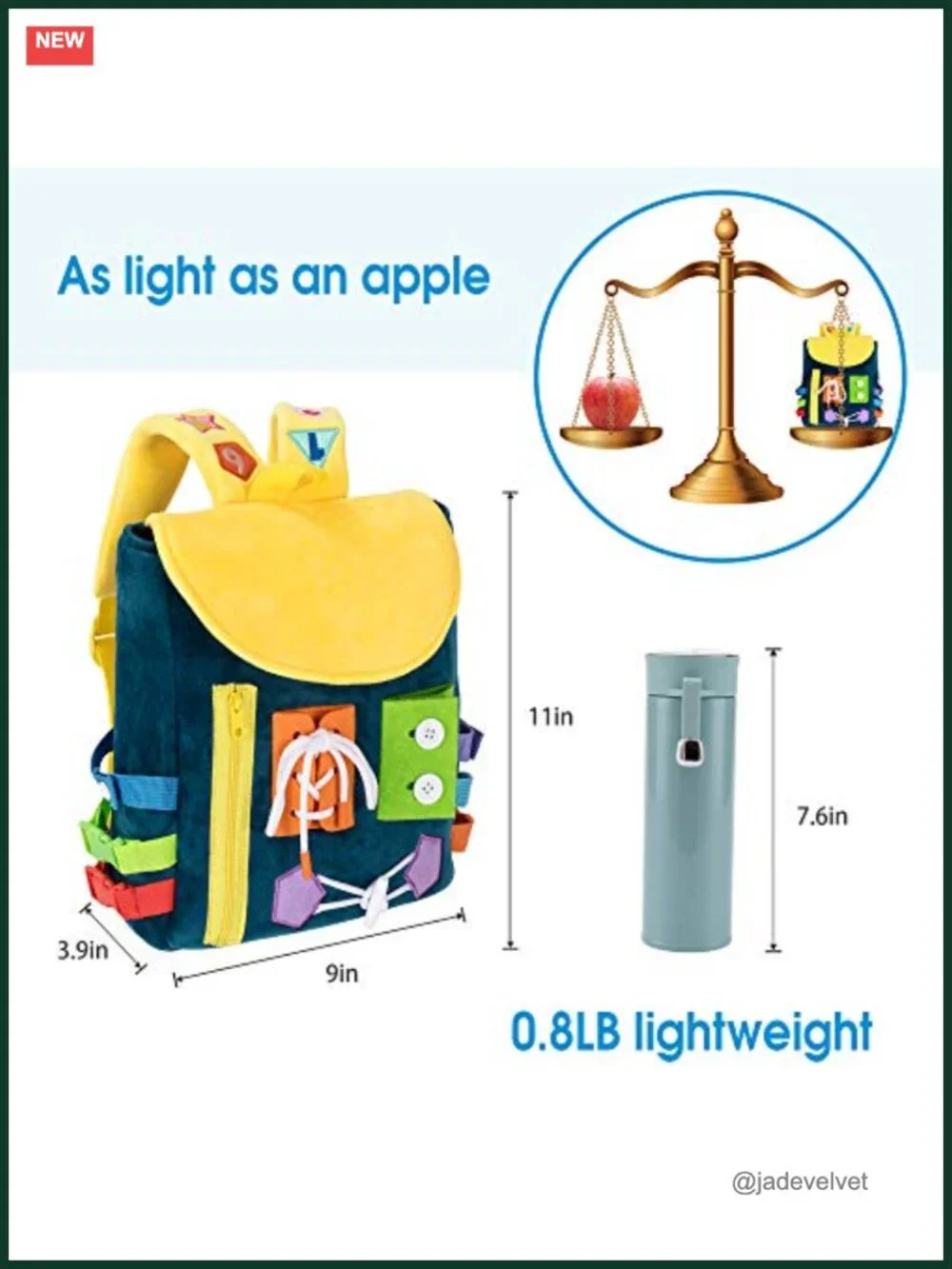 Toddler Busy Board Backpack with Buckles and Learning Activity Toys